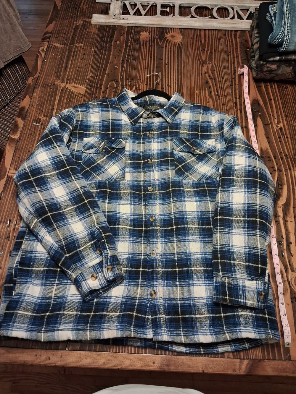 Canyon Creek Legendary Outdoor Blue Plaid Flannel Jacket Men's Size XXL